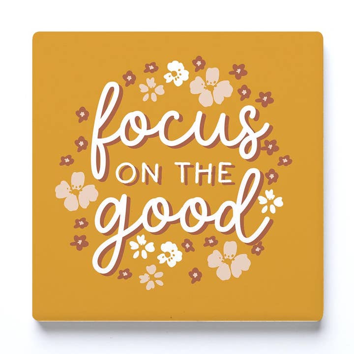 Ceramic Square Coaster-Focus On The Good for wholesale by Clairmont & Co