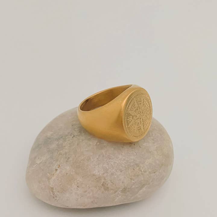 Mio Queena - Wholesale Signet Ring - Men's Jewelry Stainless Steel Compass Ring -4