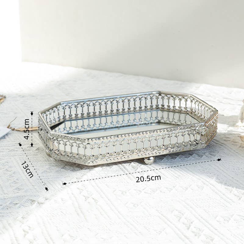 Candles Meta – Engroshandel Pyntebakke – Kreativ dekorativ spejlbakke til opbevaring af skrivebordsaccessories1