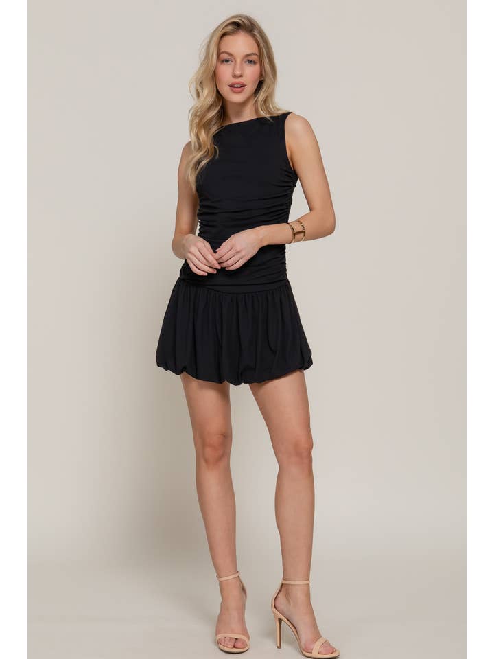 Active Basic | Active USA - Wholesale Dress - Women's - Sleeveless Boat Neck Voluminous Mini Dress7