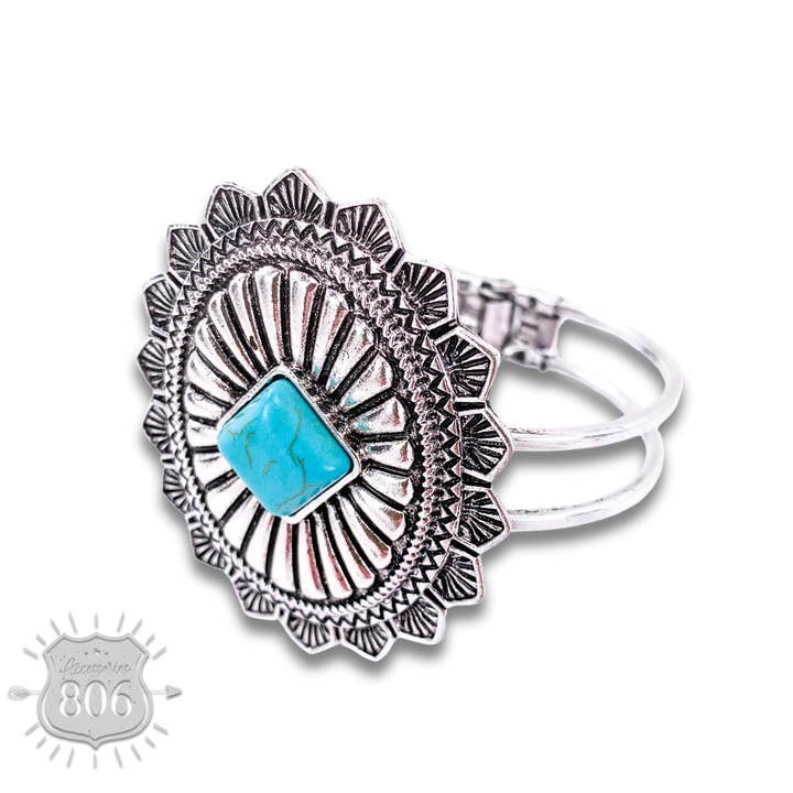 Carved look concho cuff bracelet - LC for wholesale by Pink Panache Brands