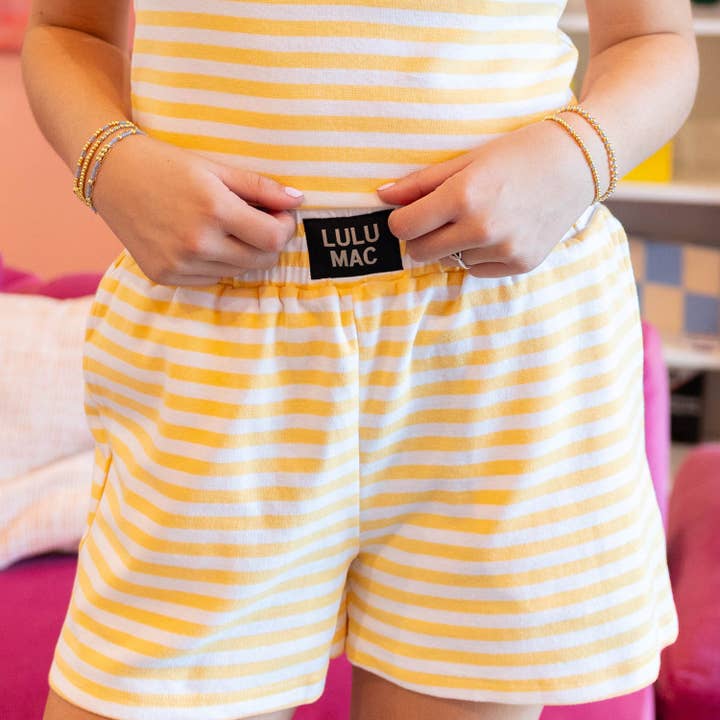 LM-STRIPE Short-YELLOW for wholesale by Girlie Girl Originals