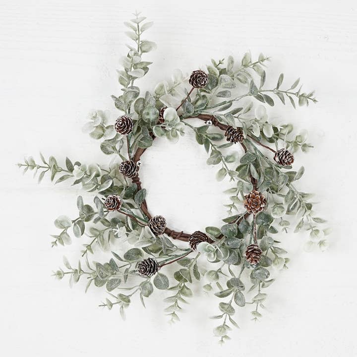 Holiday Depot Inc. - Wholesale Christmas Decoration - 31723-16in(6.5)Wreath-Sage eucalyptus w/ birchcones1