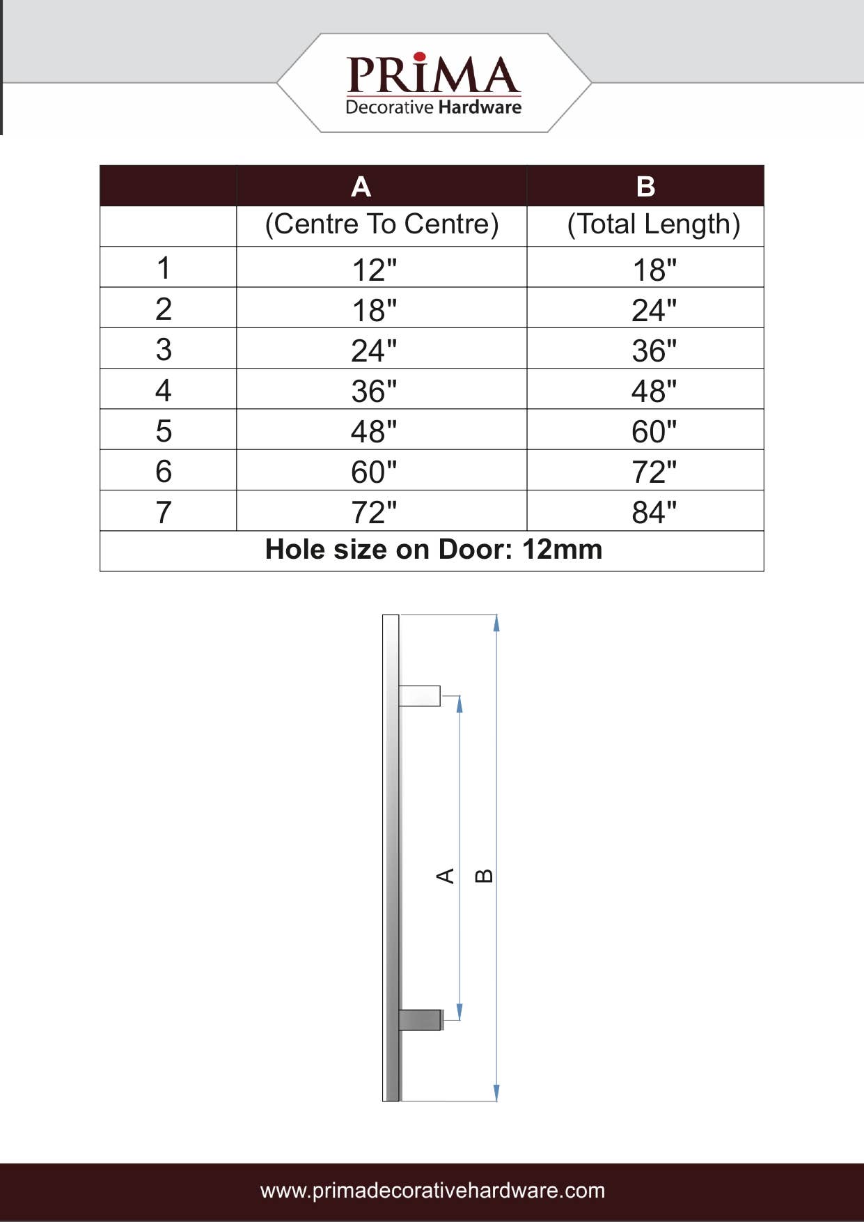 PRIMA DECORATIVE HARDWARE INC - Venta al por mayor Pomos/tiradores - Tirador Puerta Redondo Tipo 'H' - 18" PVD Dorado6