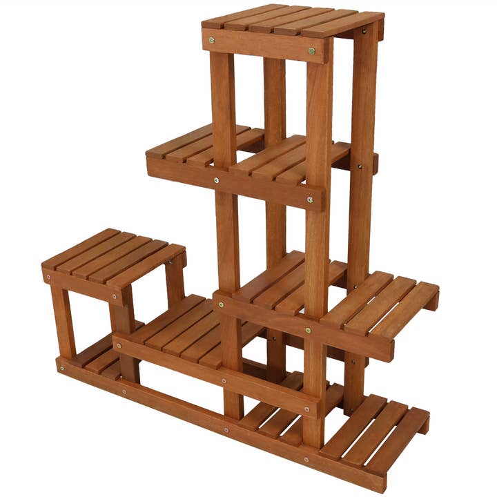Sunnydaze Decor - Wholesale Plant Pot Stand - Meranti Wood Multi-Shelf Plant Stand - 36 in