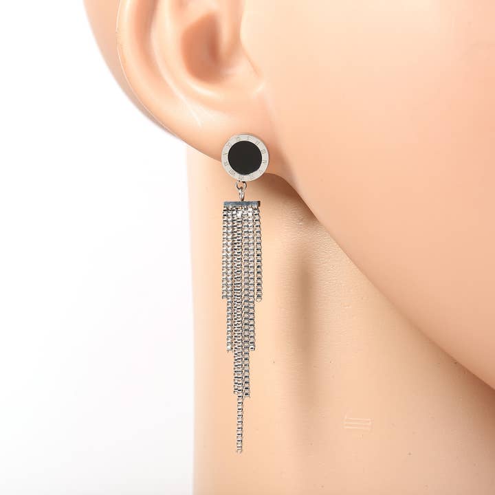 Silver, Rose, or Gold Tone Drop Earrings for wholesale by United Elegance