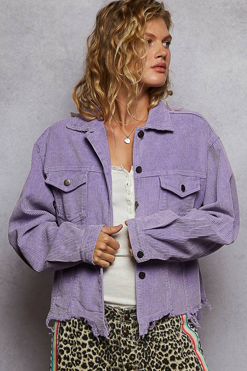 Pol Clothing - Wholesale Jacket - Women's - Pocket Front Button Down Corduroy Trucker Jacket SALE20