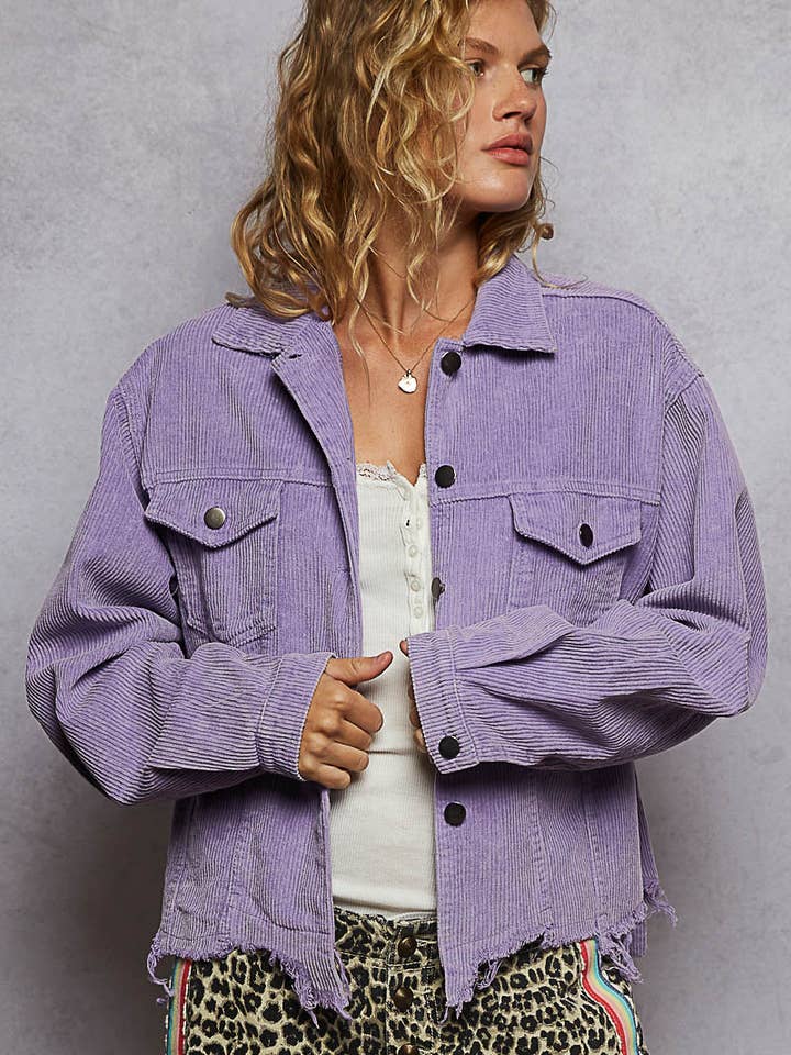 Pocket Front Button Down Corduroy Trucker Jacket SALE for wholesale by Pol Clothing