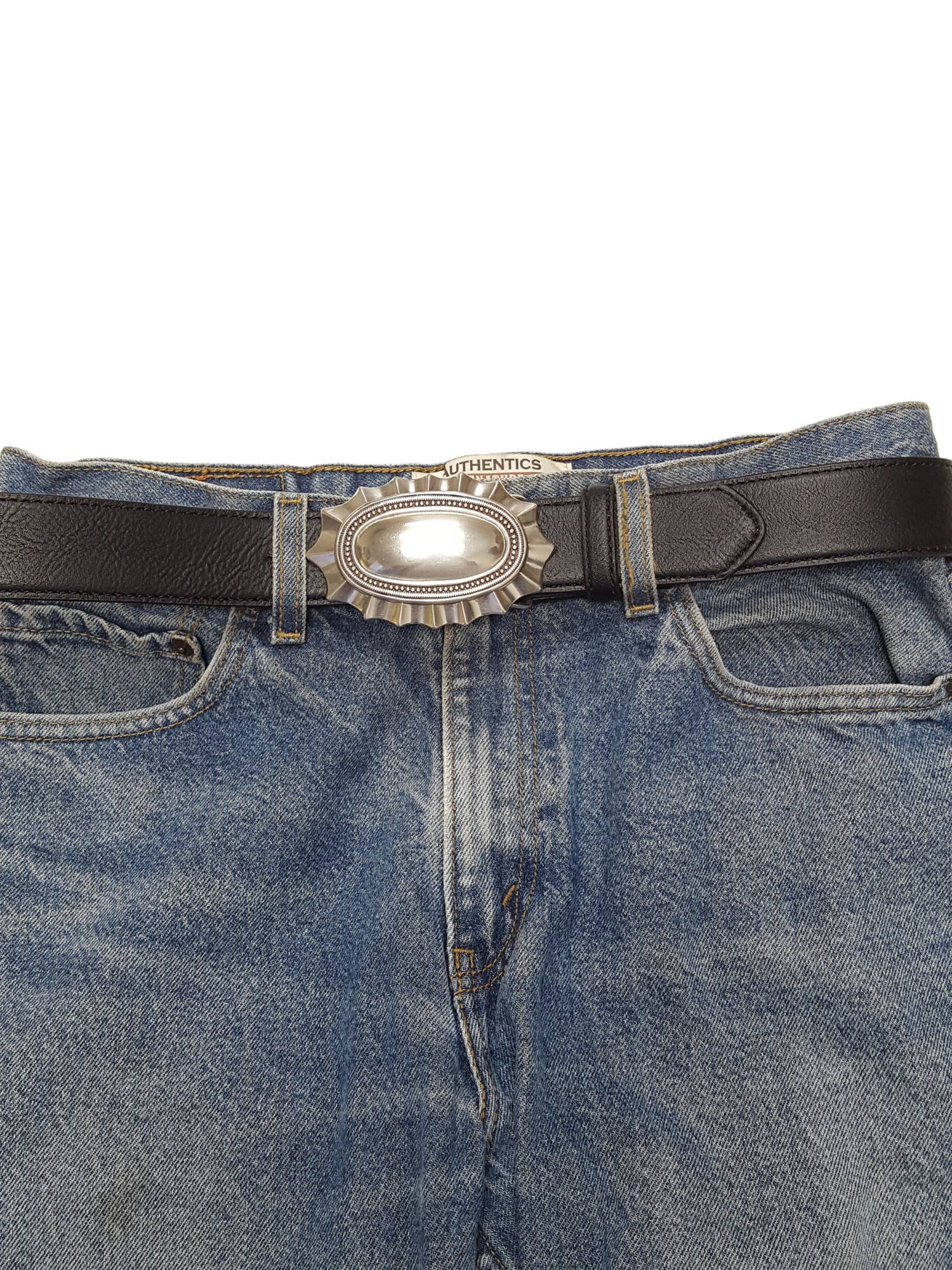 Axesoria West - Vente Ceinture – femme - Ceinture à boucle western argentée brillante1