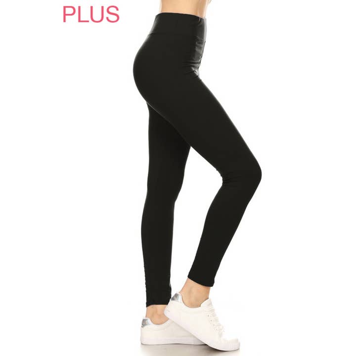 Plus Size 3" Yoga Band Buttery Soft Solid Leggings for wholesale by Leggings Depot