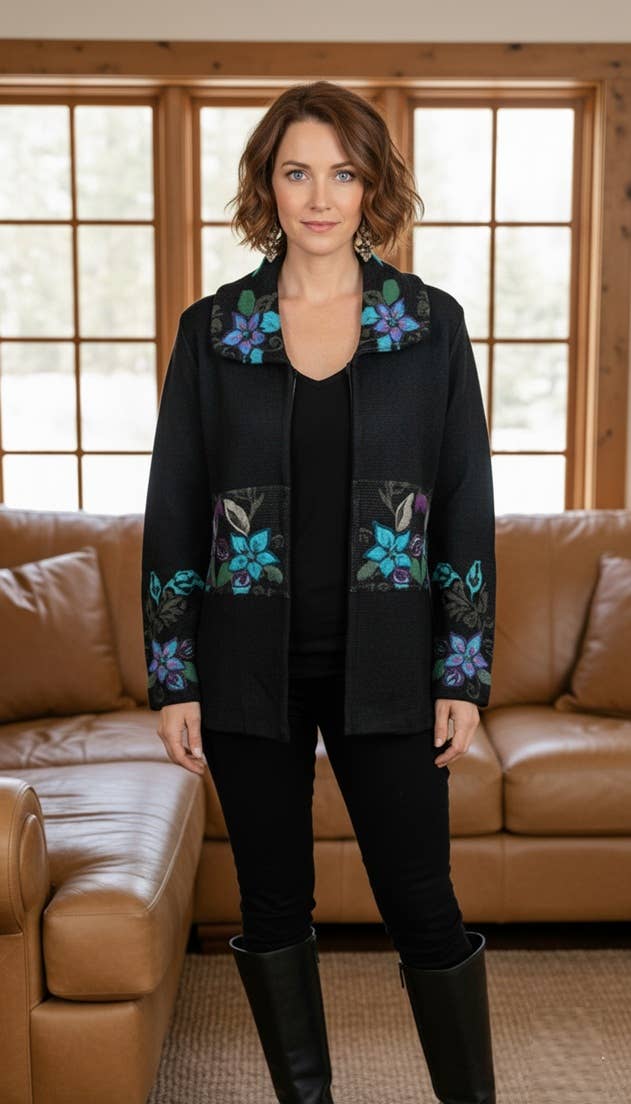 PERUVIAN PERFECTION - Vente Cardigan – femme - PULL/VESTE RÉVERSIBLE SW-668