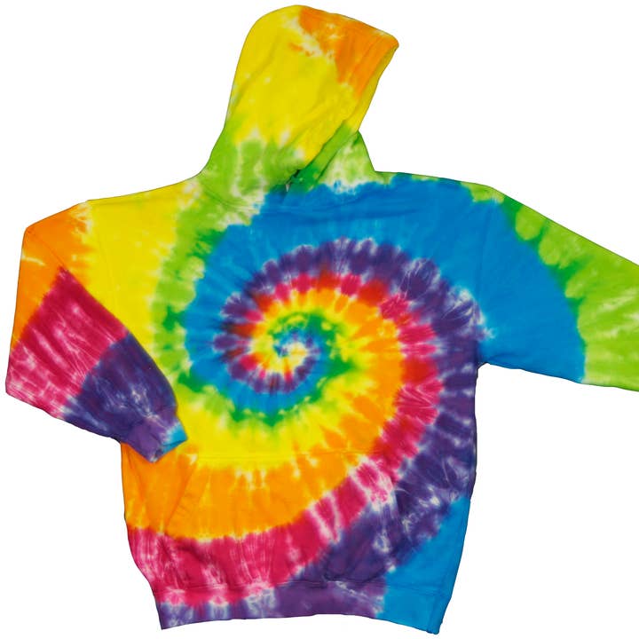 Sweat à capuche Tie Dye à spirale arc-en-ciel pour la vente par Kerr's Cotton