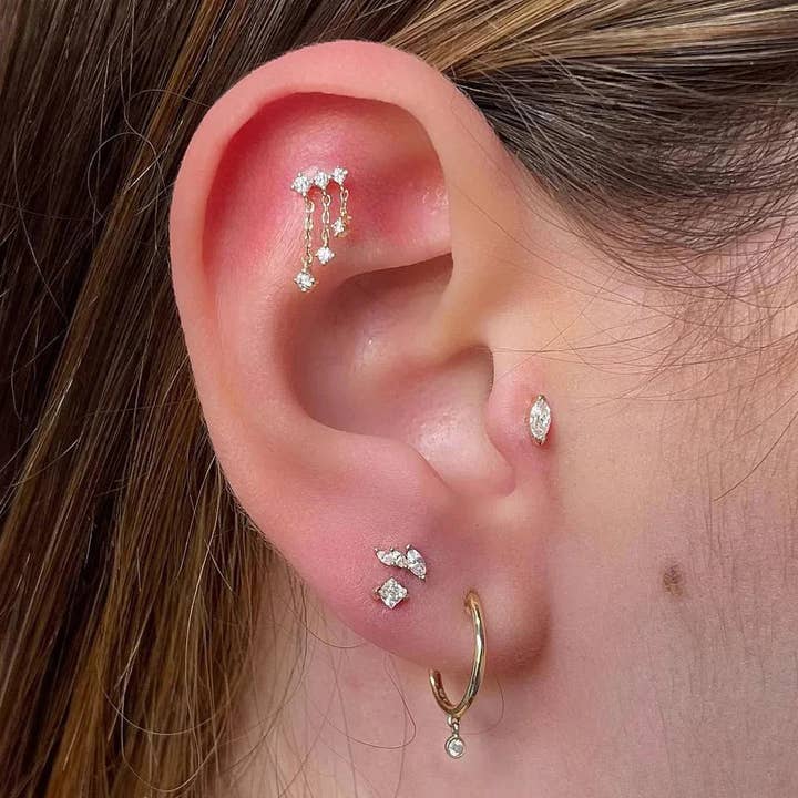 Cascade - Cz - Gold Fadenloses Ende für den Großhandel von Piercing-zone