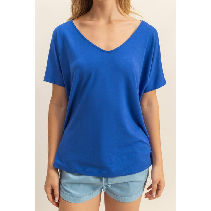 HYFVE - Wholesale Shirt - Women's - DZ25E290-V Neck Dolman Short Sleeve Top