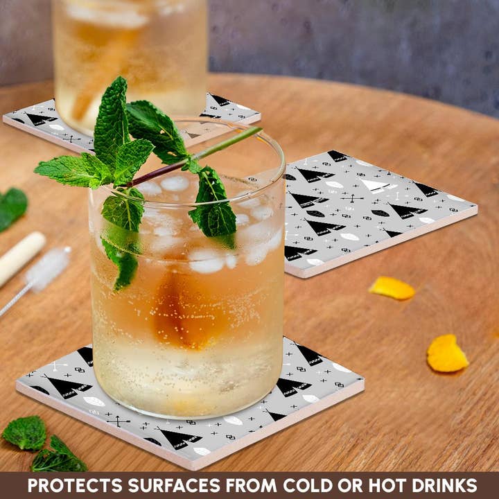 3dRose - Wholesale Coasters - 3dRose, Tribal Teepee Black Gray White, Coaster2