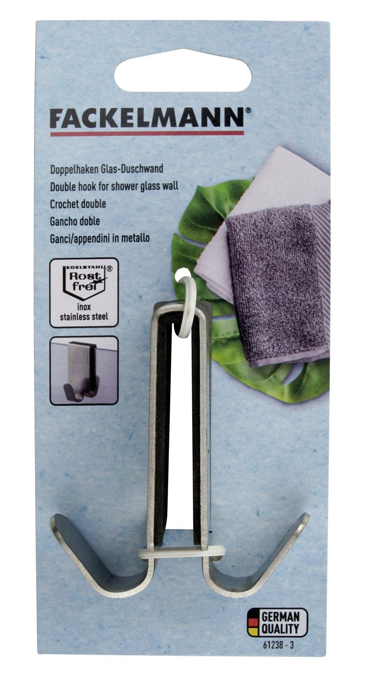 Fackelmann – Engroshandel Vægkrog – Fackelmann Tecno dobbelt krog til brusevægsplade2