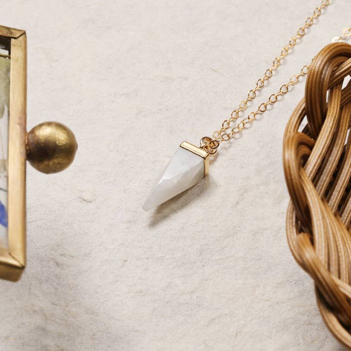 Moonstone Pendulum Gold Necklace for wholesale by Soul & Little Rose