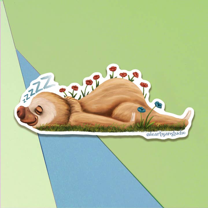 Sleepy Sloth Sticker for wholesale by Cappy Trails