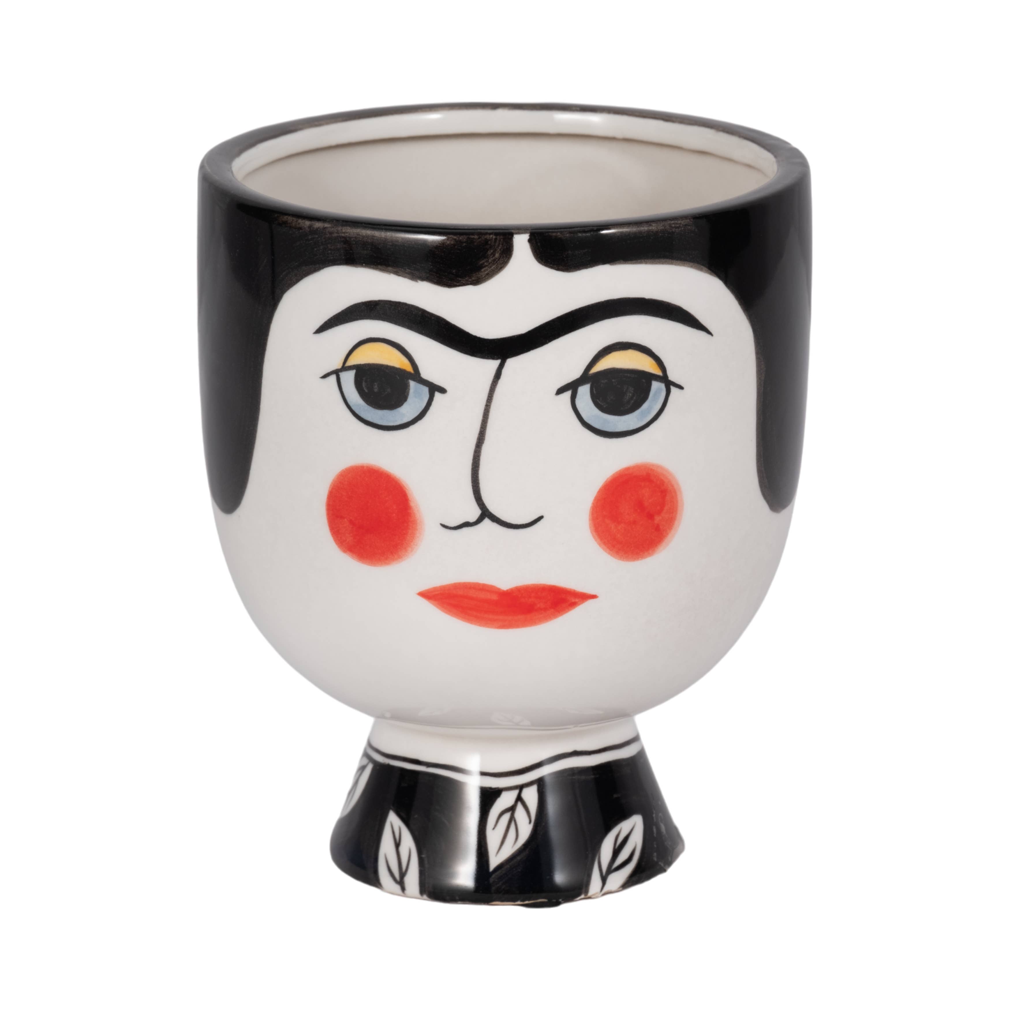 Sagebrook Home - Wholesale Plant Pot - Planter - Black Ceramic Decorative Frida Face Flower, 6 in.4