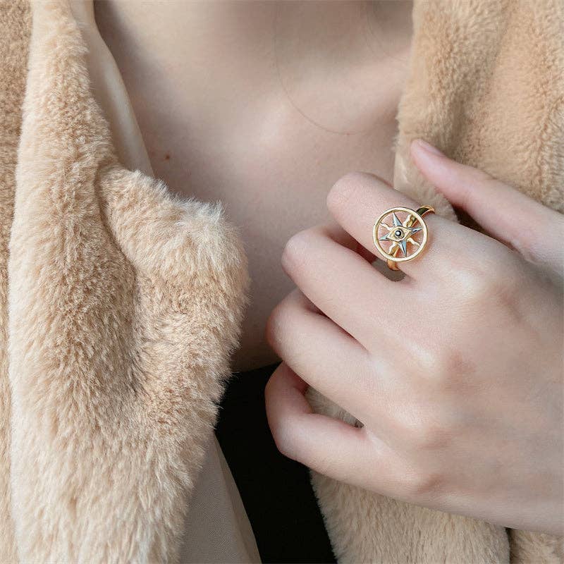 Perimade & Co. LLC – Engroshandel Båndring – Ondt Øje Kompas Fidget Spinner Ring i 925 Sterling Sølv1