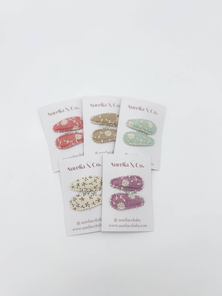 Mini Ganchos de Cabelo de Tecido Floral para Bebé por atacado de Aurelia & Co. Baby