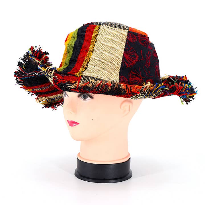 Himalaya Handmade - Wholesale Bucket Hat - Women's - Hemp Hippie Patchwork Handmade Bohemian Hat6