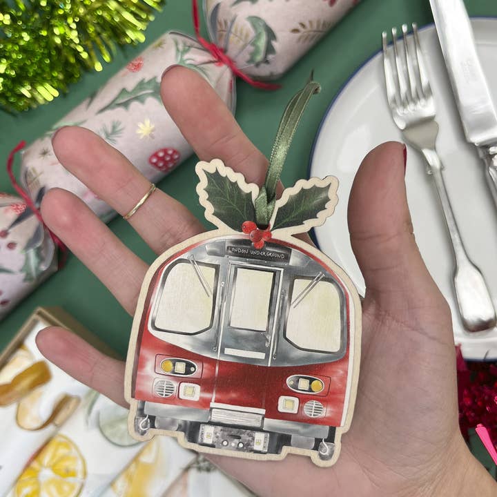 London Tube Design - Wooden Christmas Ornament for wholesale by Corinne Alexander
