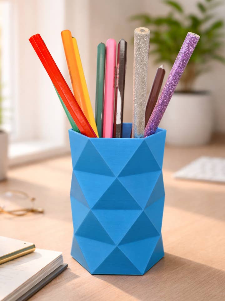 FINE SERIE Portapenne sfaccettato – Design Moderno e Durevole – Produzione Artigianale Francese per la vendita all'ingrosso da parte di Ben-J-3Dcrea