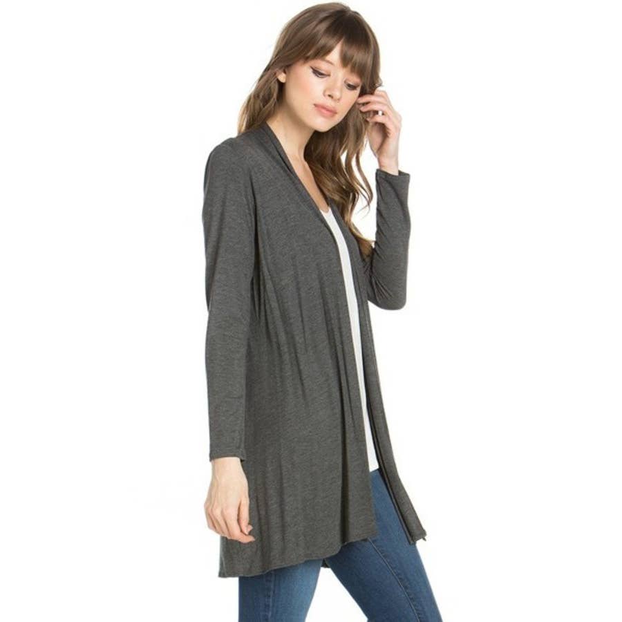 Azules Clothing - Venta al por mayor Cárdigan - Mujer - Cárdigan drapeado de manga larga con parte delantera abierta16