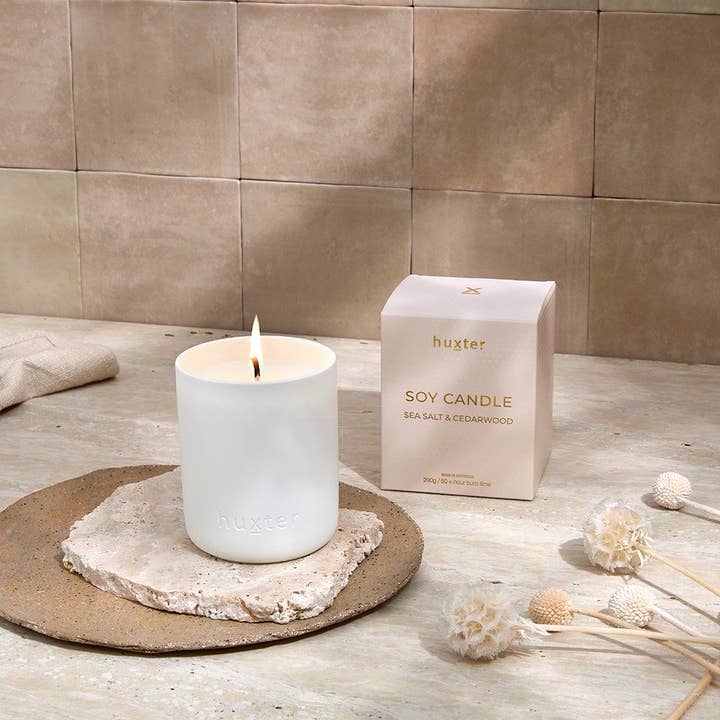 Huxter - Wholesale Jar/filled candle - Candle Boxed - 290gm - Neutral - Sea Salt & Cedarwood2