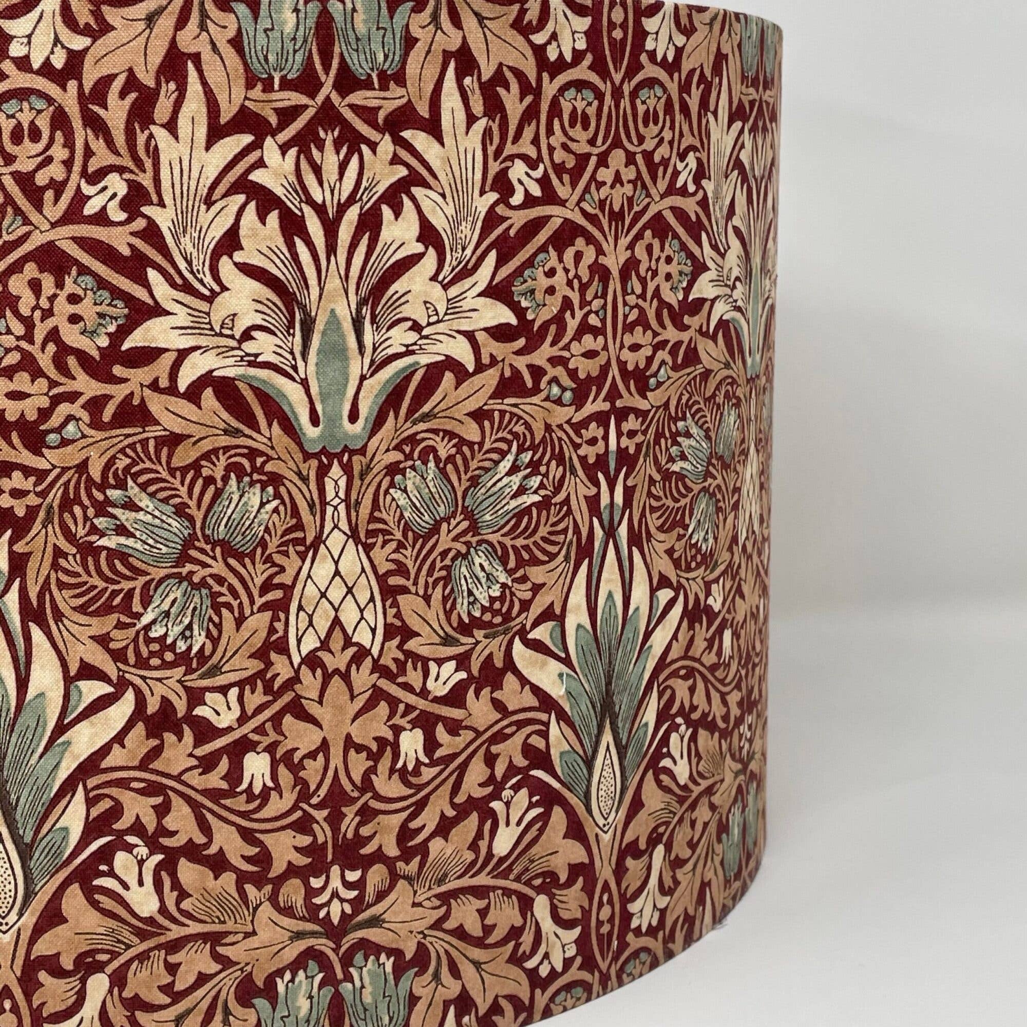 Fait Par Moi - Wholesale Lamp Shade - William Morris Snakeshead Drum Lampshade In Red & Silver3