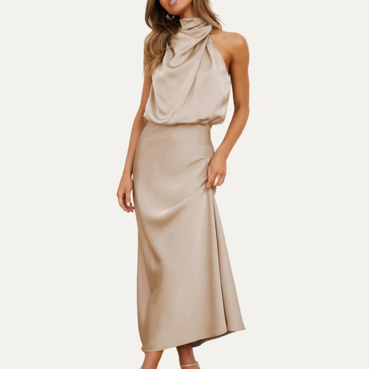 The Moment Collection – wholesale Klänning - Dam – Helt fantastisk One-Shoulder Halter Formell Midi Klänning23