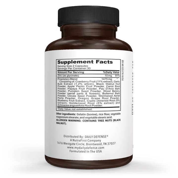 Nutrafirst, Inc - Wholesale Oral Supplement/Vitamin - Parasite Cleanse Complex Herbal Parasite Cleanse Formula by Daily Defense