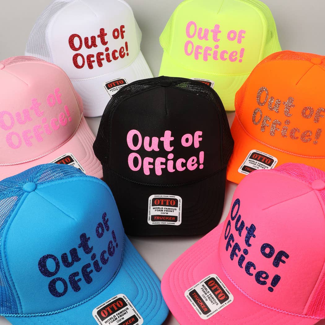 Fashion City - Wholesale Trucker Hat - Unisex - Out of Office Glitter Letter Logo Foam Trucker Hat31
