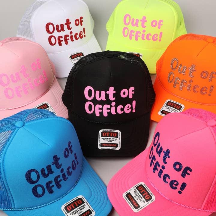 Fashion City - Wholesale Trucker Hat - Unisex - Out of Office Glitter Letter Logo Foam Trucker Hat31
