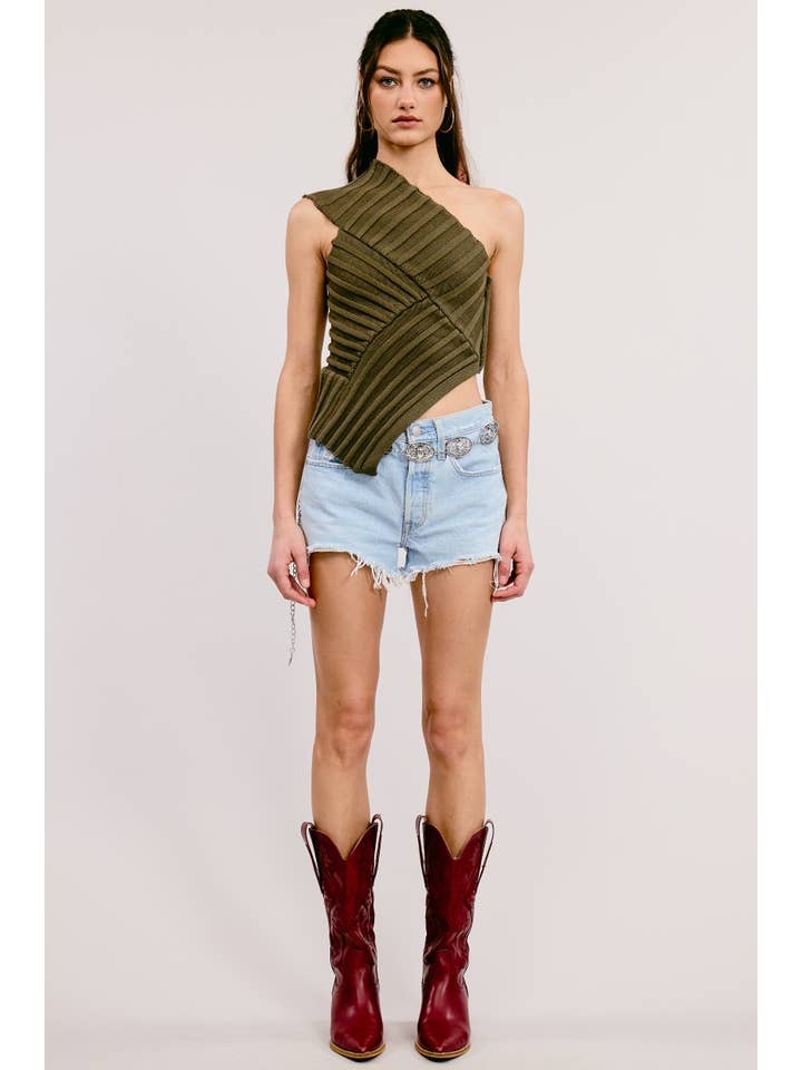 Mimosa - Wholesale Knit Top - Women's - One-Shoulder Asymmetrical Ribbed-Knit Sweater Top21