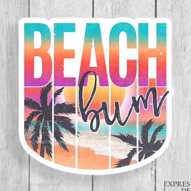Beach Bum Vinyl Sticker for wholesale by Expression Design Co
