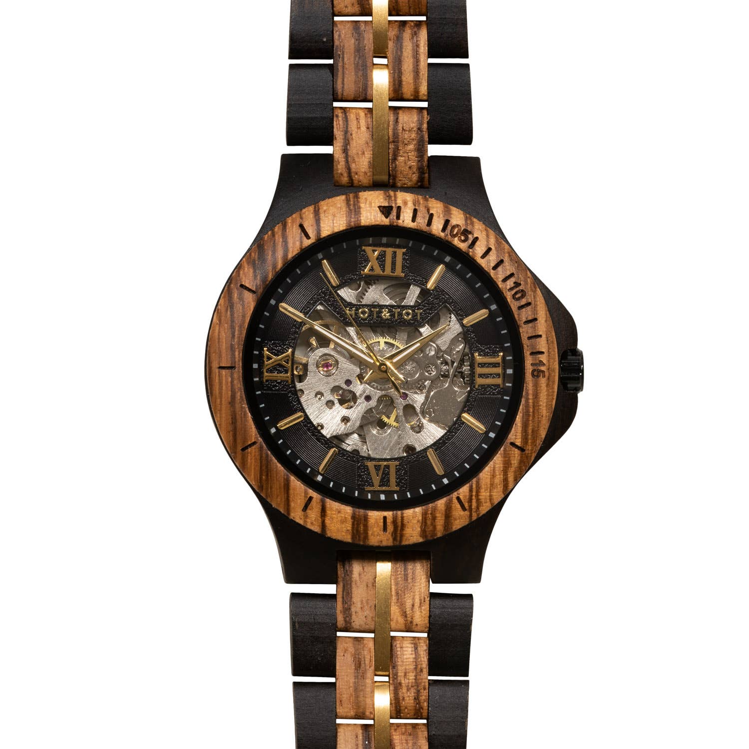 HOT&TOT - Vendita all'ingrosso Orologio da polso - Uomo - GOLD MOTUS | Orologio in legno da uomo | Automatico | oro6