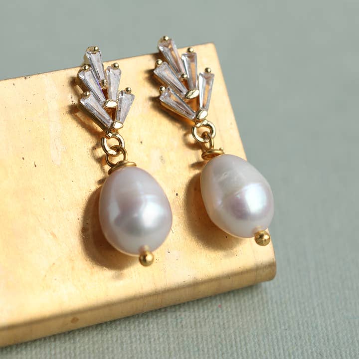 Silk Purse, Sow's Ear - Wholesale Dangle Earrings - Art Deco Freshwater Pearl Earrings