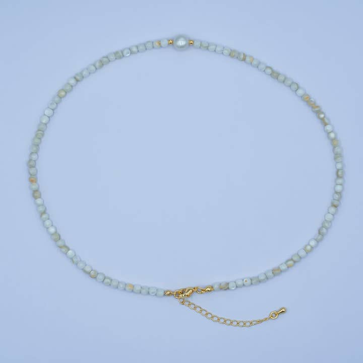 24K Guld Fyldt Hvid Skals Perle Ædelsten 17 Tommer Halskæde | WA-2969 for engroshandel hos Aim Eternal