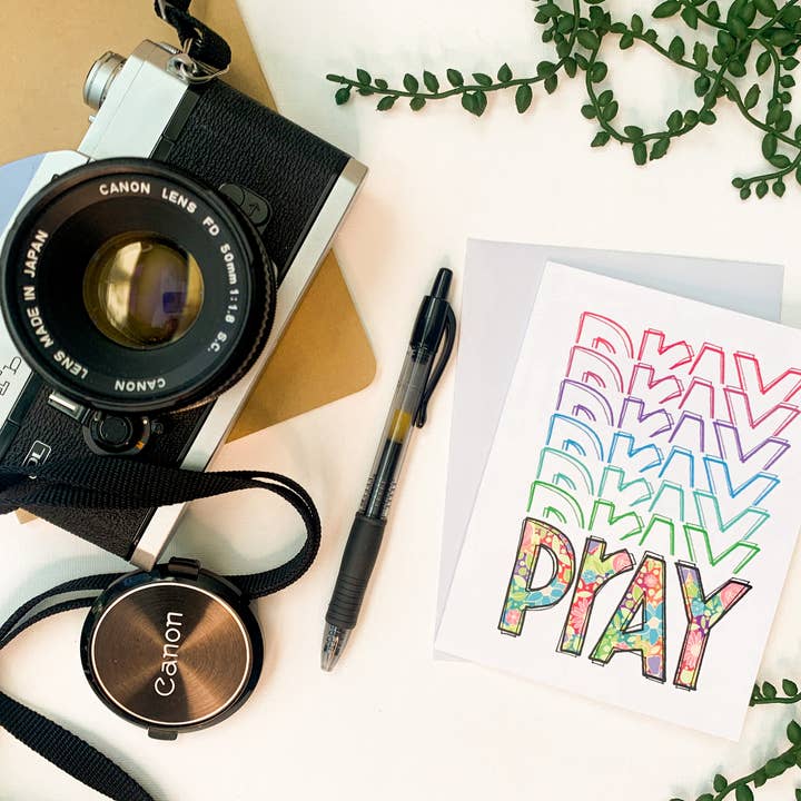 Pray Greeting Card, 5" x 7" for wholesale by Savannah and James Co