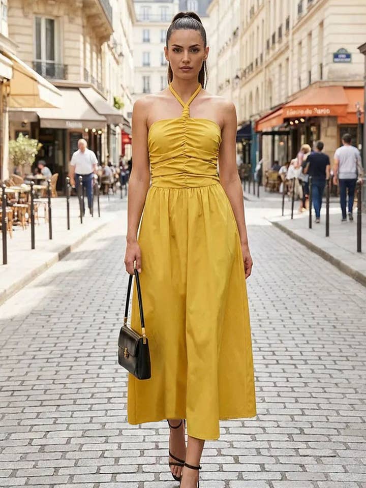 FRONT KNOT DETAIL MIDI DRESS for wholesale by VAVA by Joy Han