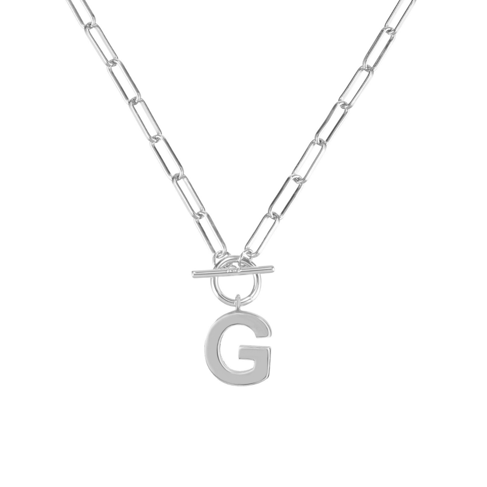 Natalie Wood Designs - Wholesale Pendant/Charm Necklace - Toggle Initial Necklace Pre-Pack, Silver9