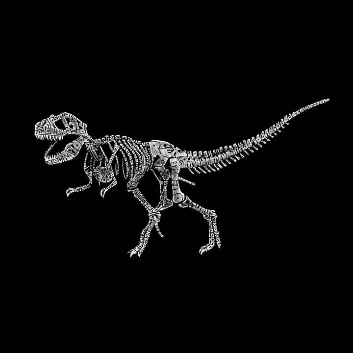 LA Pop Art - Vendita all'ingrosso Felpa con cappuccio - Uomo - Felpa con cappuccio da uomo Word Art - Dinosaur T-Rex Skeleton