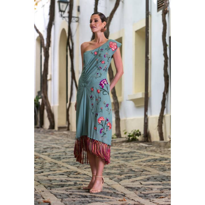 Abito Garofani Da Fiera Verde Káhyra per la vendita all'ingrosso da parte di Káhyra