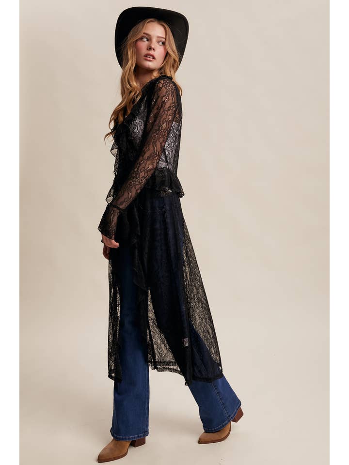 Listicle – wholesale Kimono - Dam – Ren Dammspets Med Spetsvolanger LJ025918