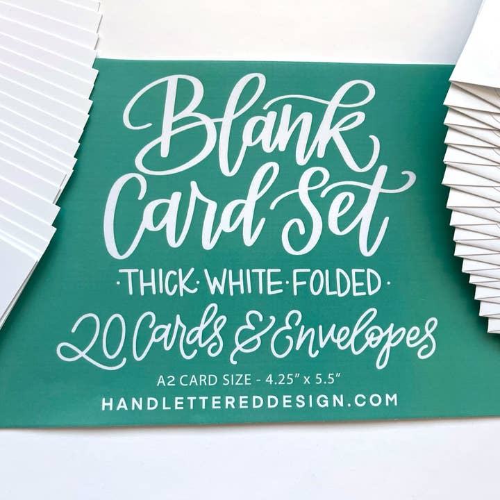 Set di Carte Bianche - 20 Carte e Buste Formato A2 per la vendita all'ingrosso da parte di Hand Lettered Design