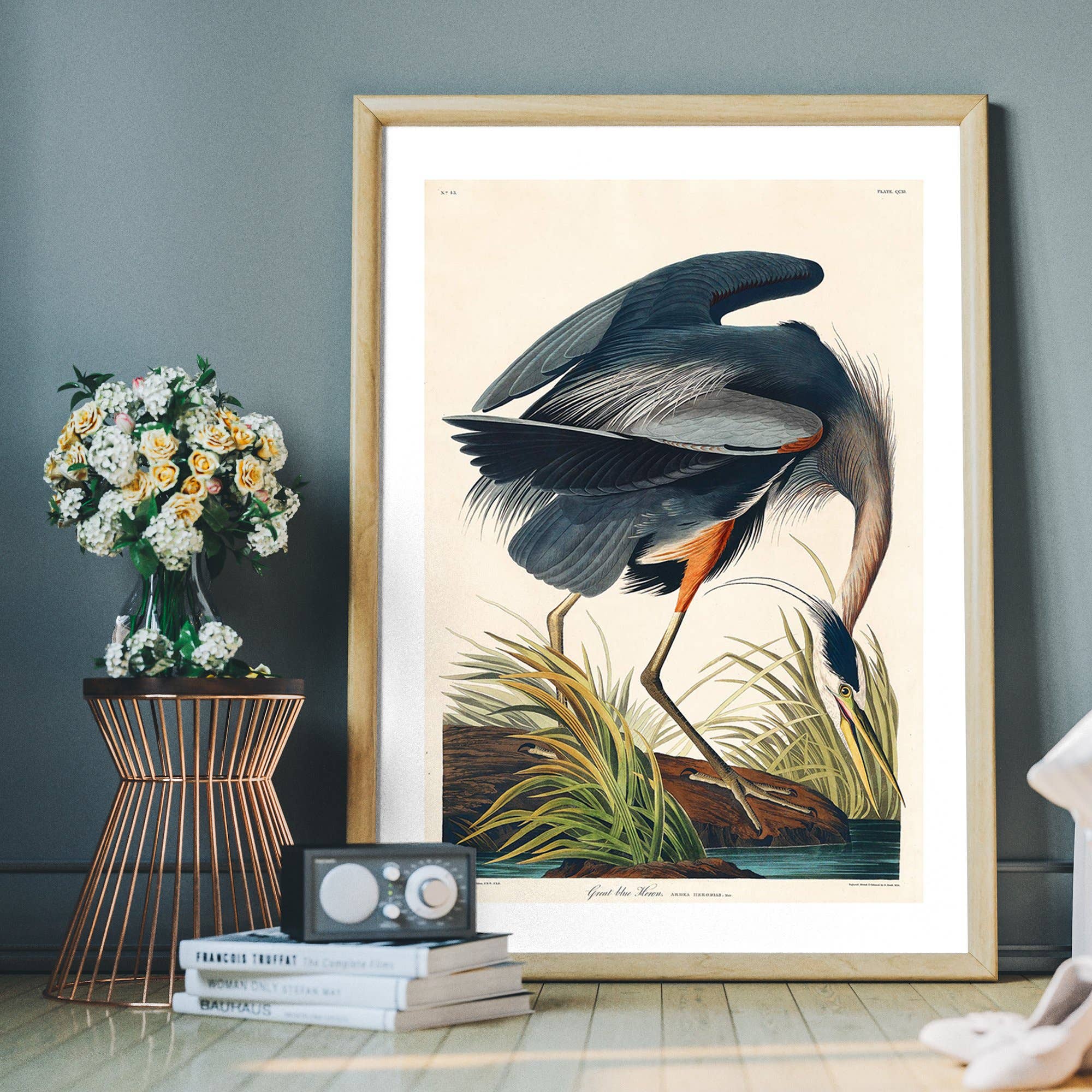 Ink & Drop - Wholesale Art Print - Blue Heron Vintage Antique Bird Print2