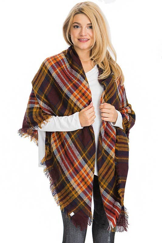Cap Zone - Wholesale Scarf - Women's - Large Over Sized Plaid Printed Blanket Scarf and shawls12