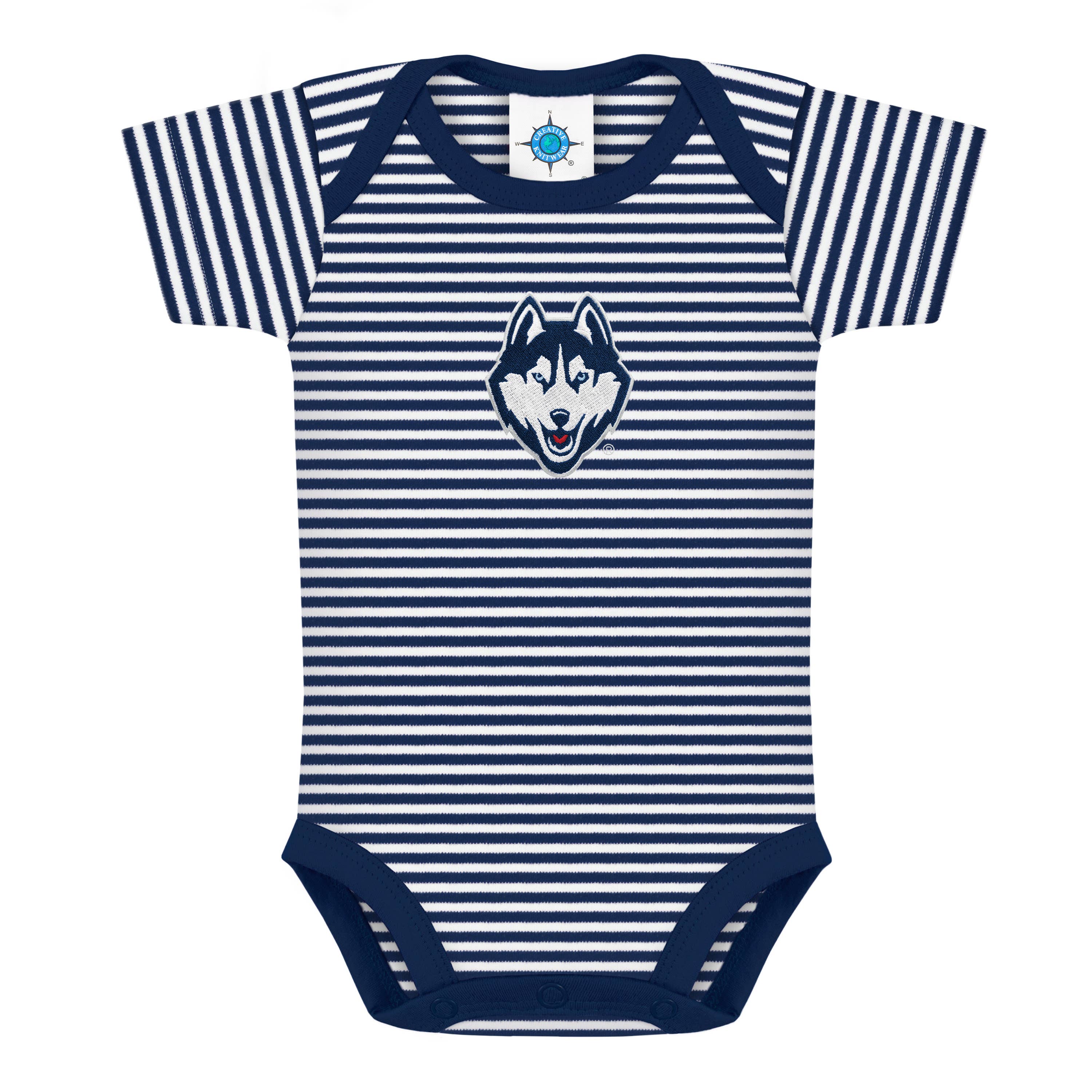Navy UCONN Huskies Striped Infant Bodysuit for wholesale on Faire0